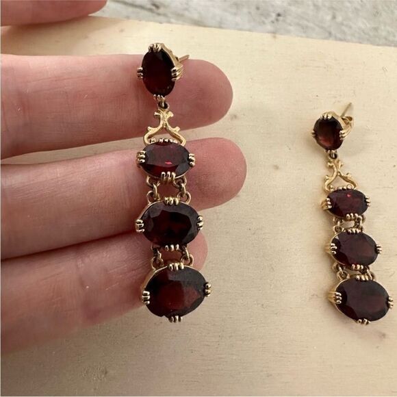 Vintage MFA 14k And Ruby Georgian Revival Earrings - Picture 2 of 10
